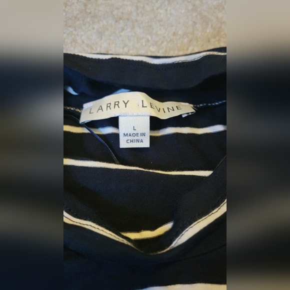 Larry Levine Turtleneck Striped Women's Tunic Top Size large black & white used - Picture 5 of 8